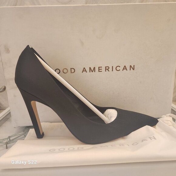 Good American Satin Pumps Pointed Toe Size Various. NIB - Picture 1 of 8